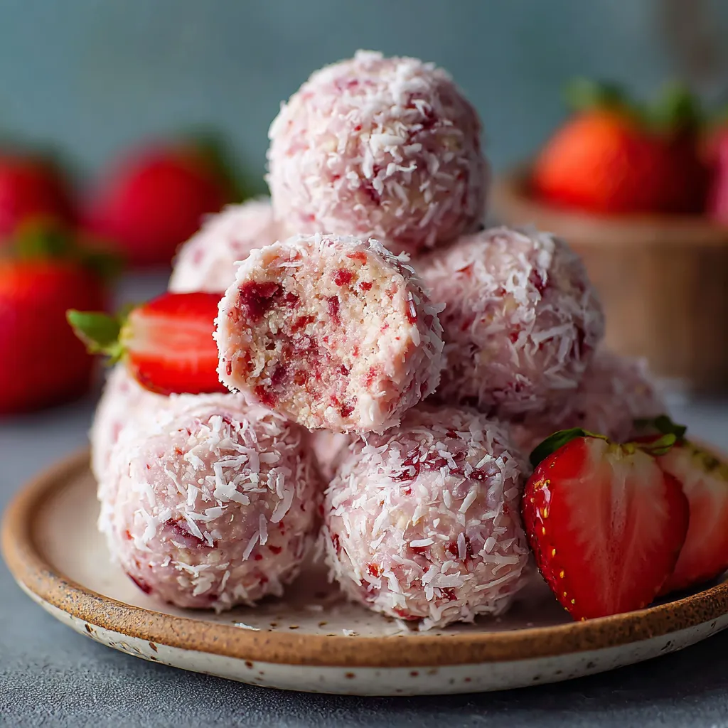 A stack of red strawberries and a stack of red strawberries with white powder on top.