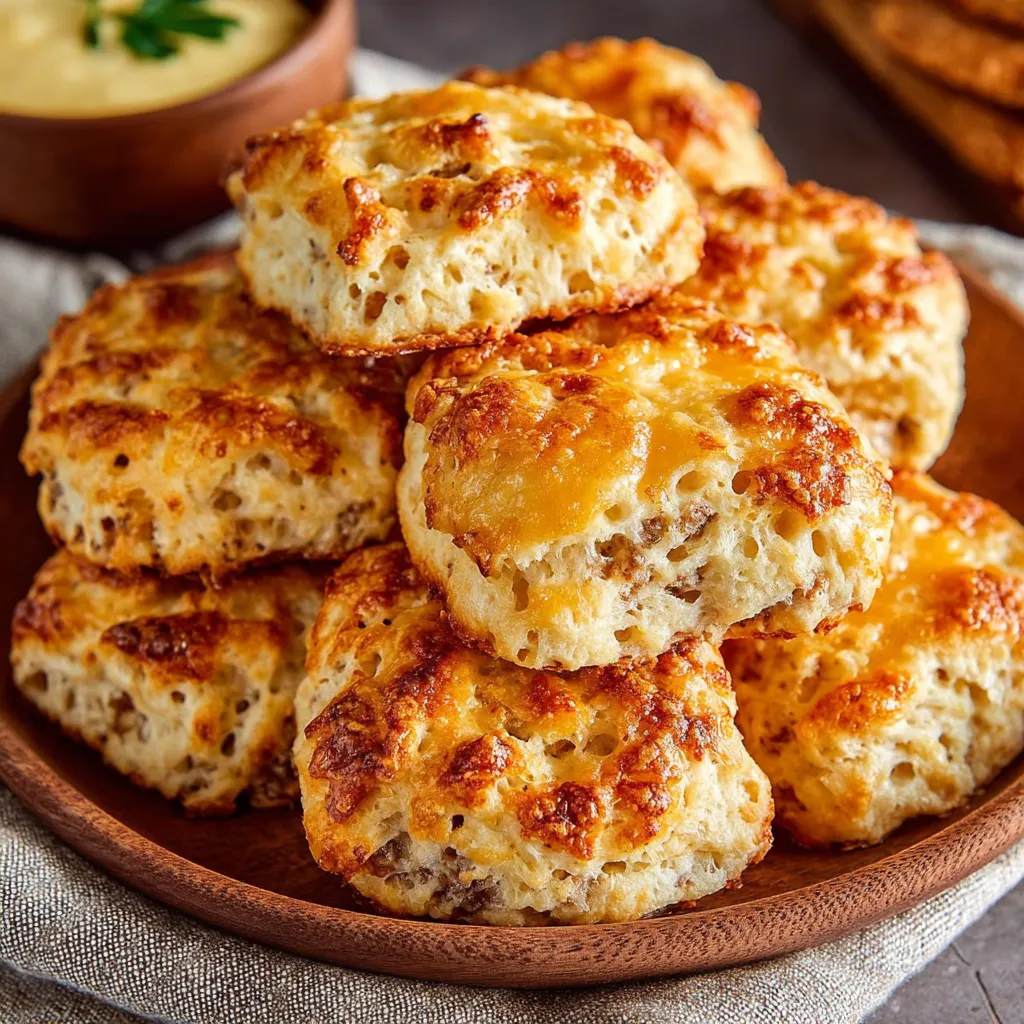 A plate of biscuits with a bowl of butter.