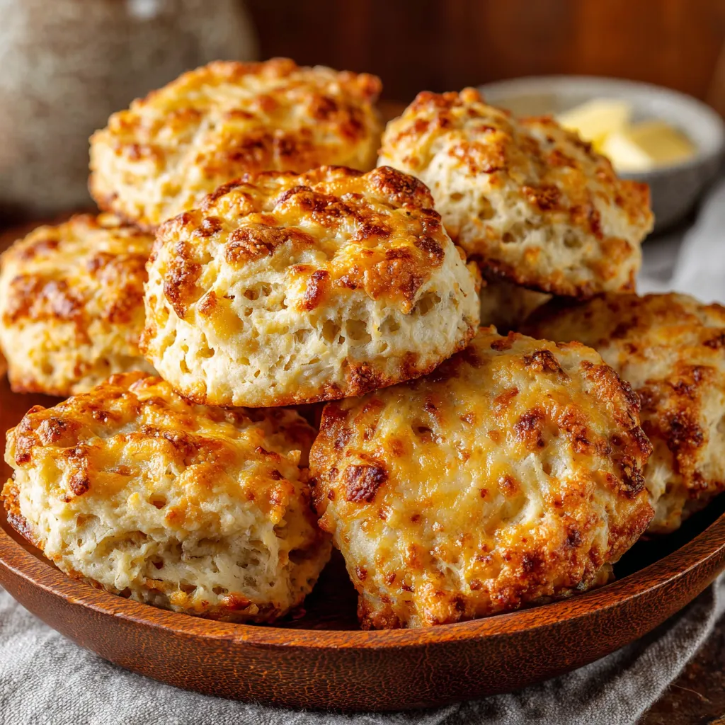 A plate of biscuits with cheese on top.
