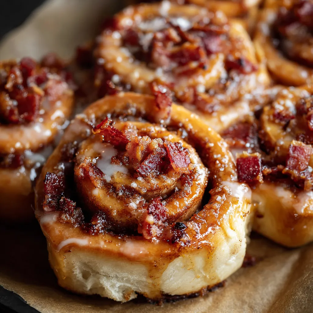 Bacon and sugar rolls on a paper towel.