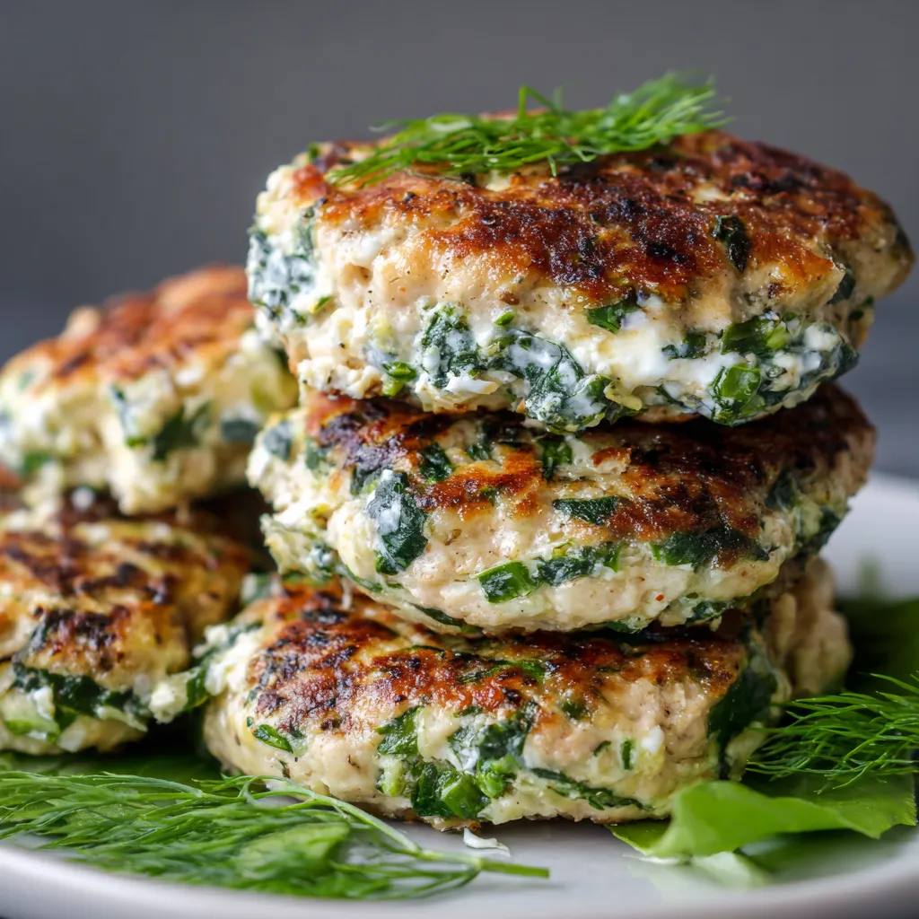 A stack of three meat and vegetable patties.