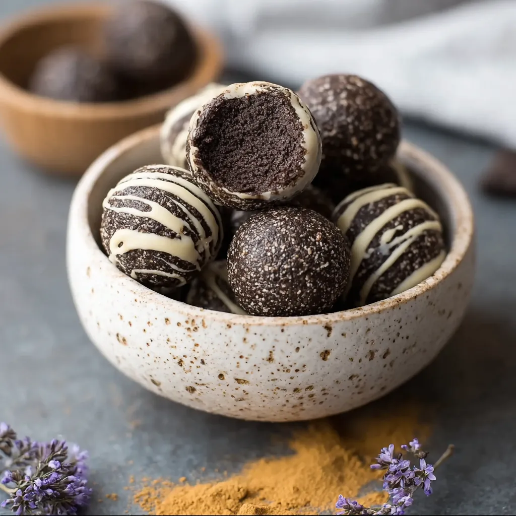 Bowl of chocolate covered balls.