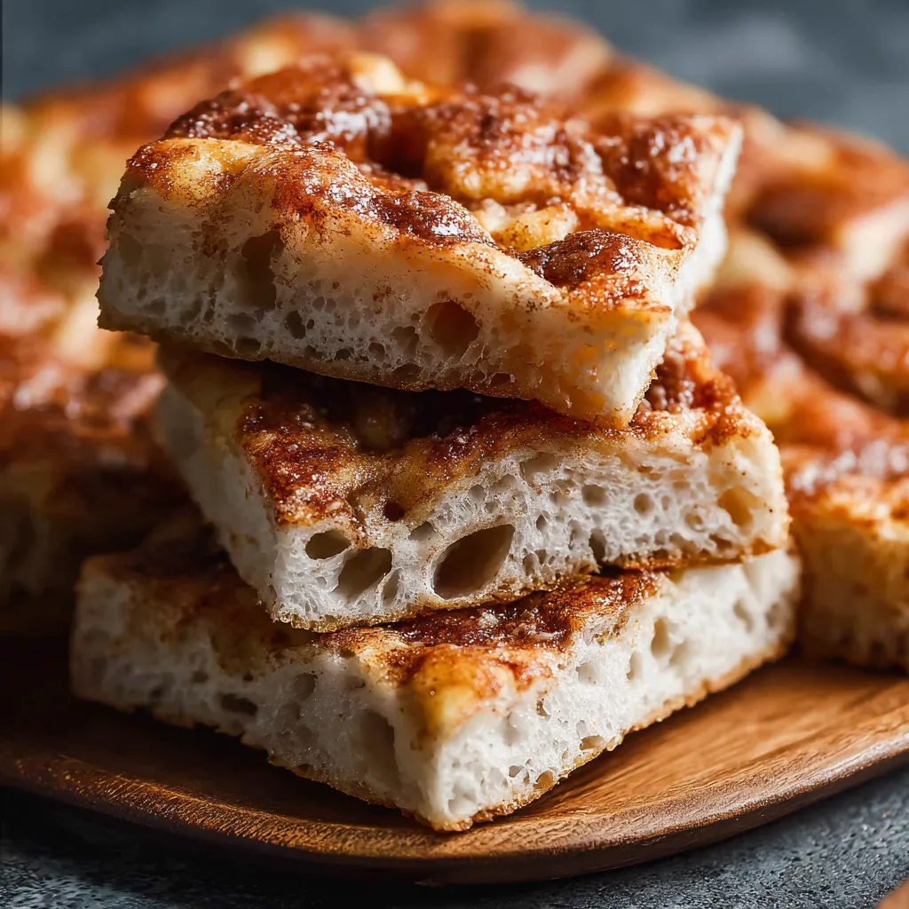 A stack of bread with a brown crust.
