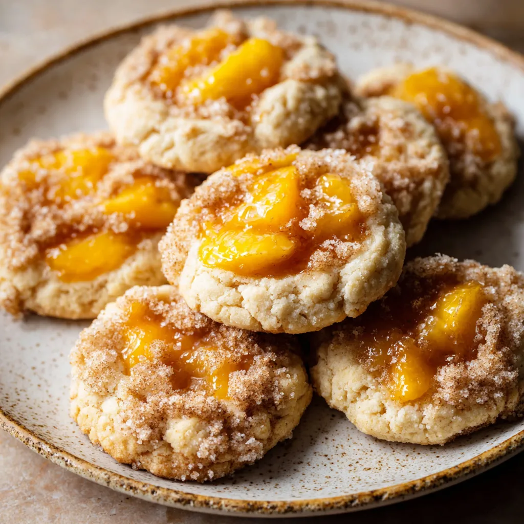 A plate of cookies with a peach glaze.