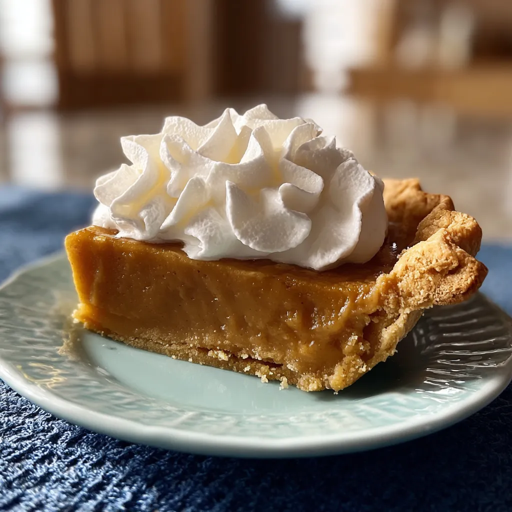 A slice of pie with whipped cream on top.