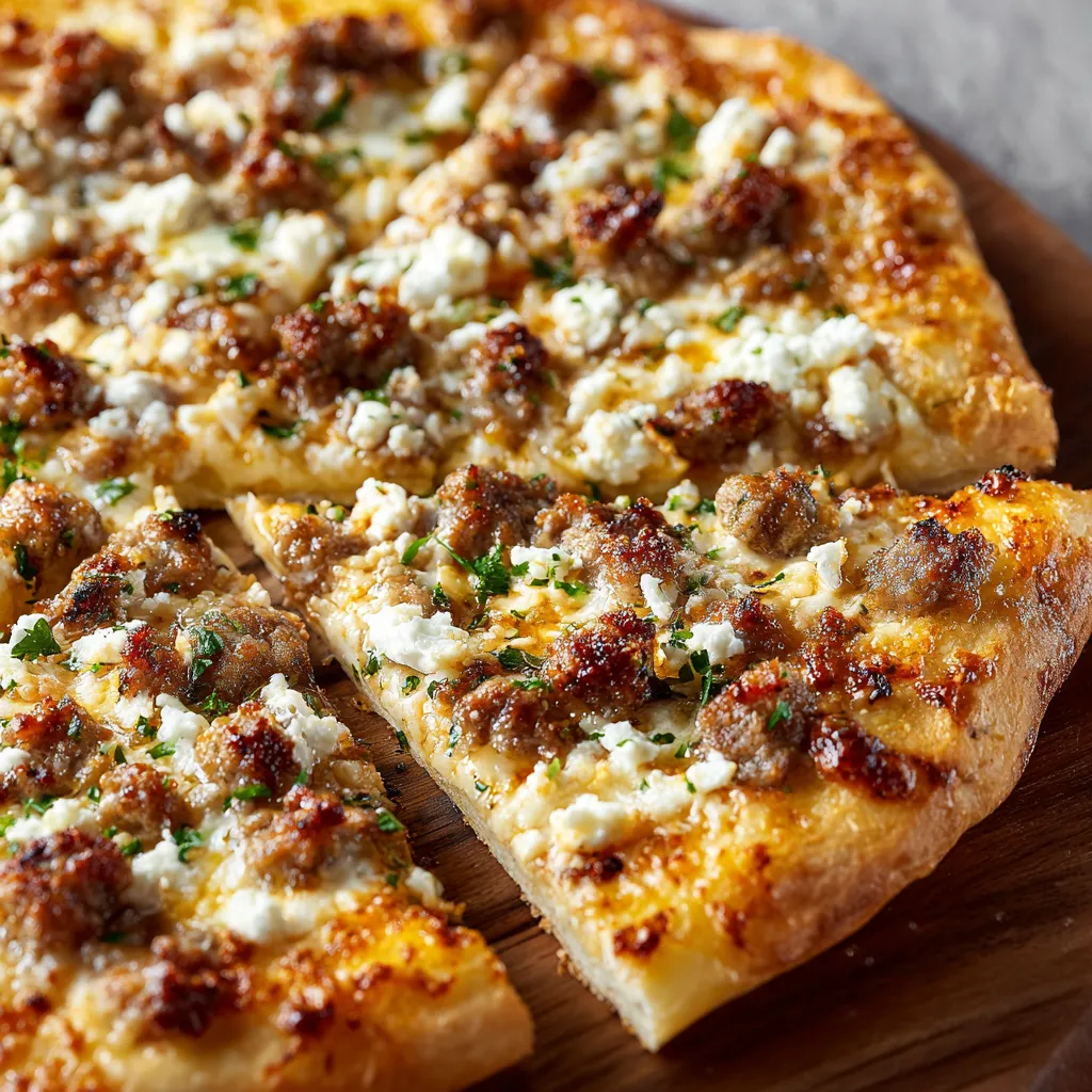 A slice of pizza with cheese and meat on a wooden platter.