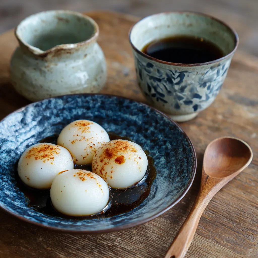 A bowl of food with a spoon and a cup of coffee.