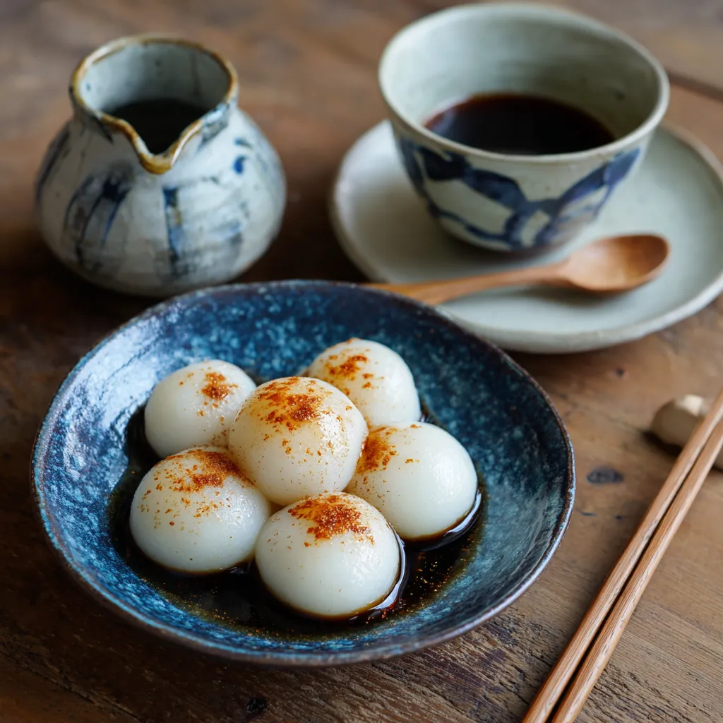 A bowl of food with a spoon and a cup of coffee.