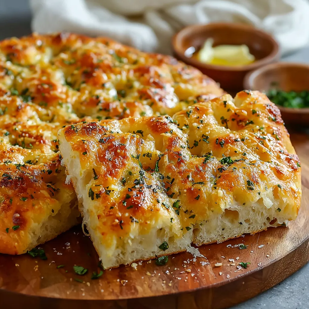 A pizza with cheese and herbs on top.