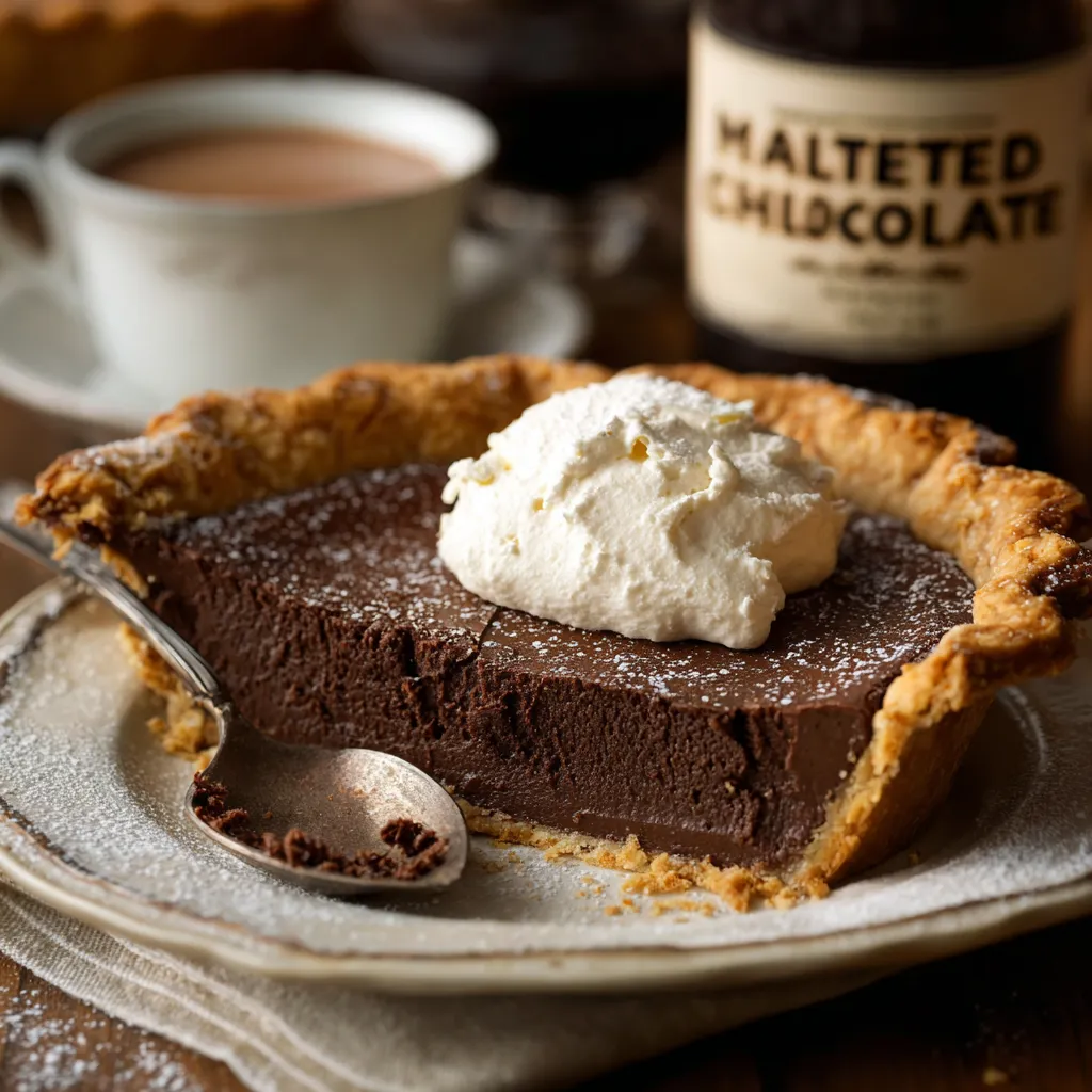 A slice of chocolate cake with whipped cream on top.