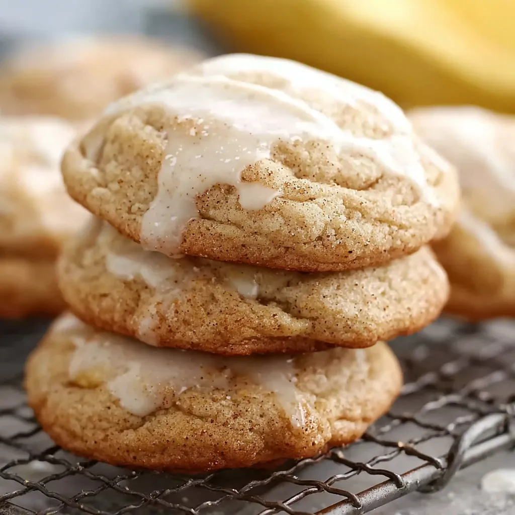 A stack of cookies with frosting.