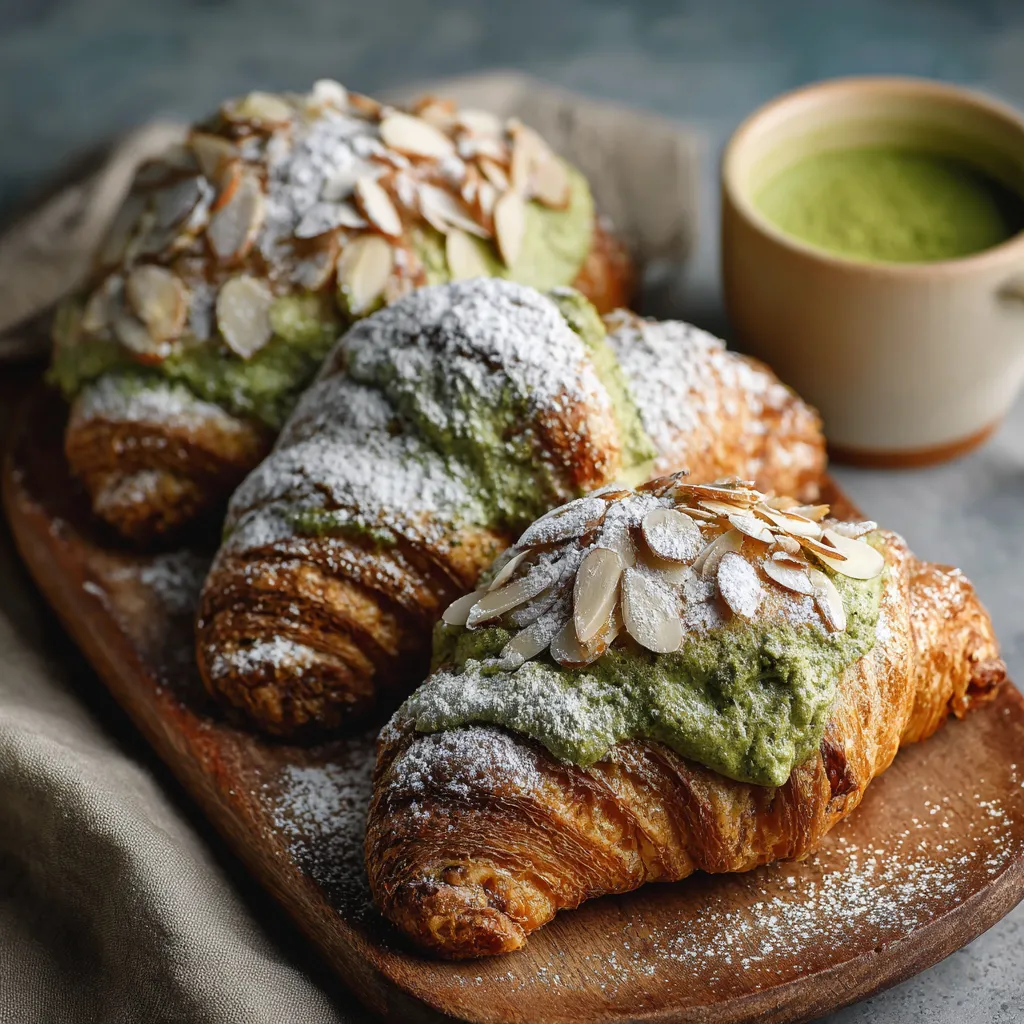 Two croissants with powdered sugar on a plate.
