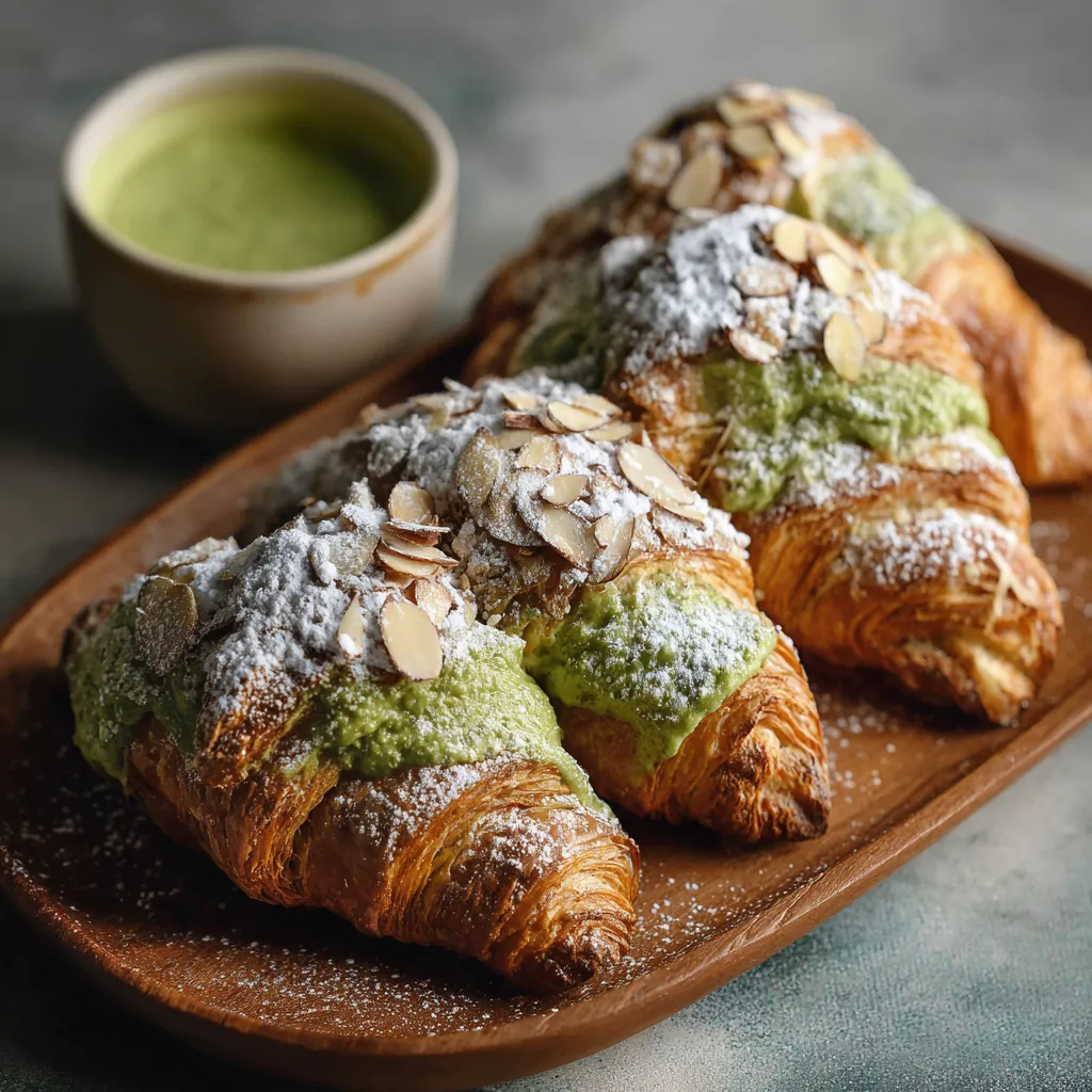 A plate of croissants with powdered sugar and a bowl of soup.