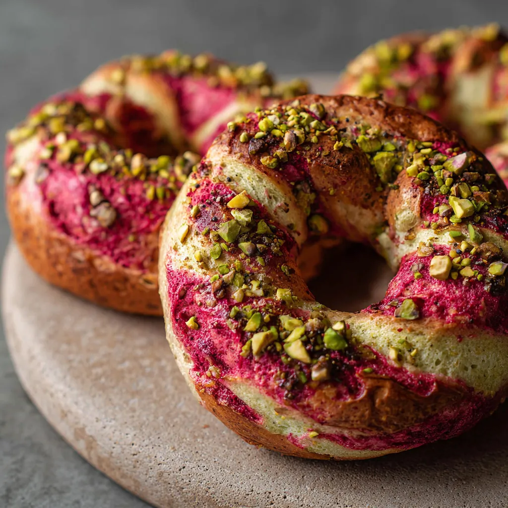A plate with two donuts on it.