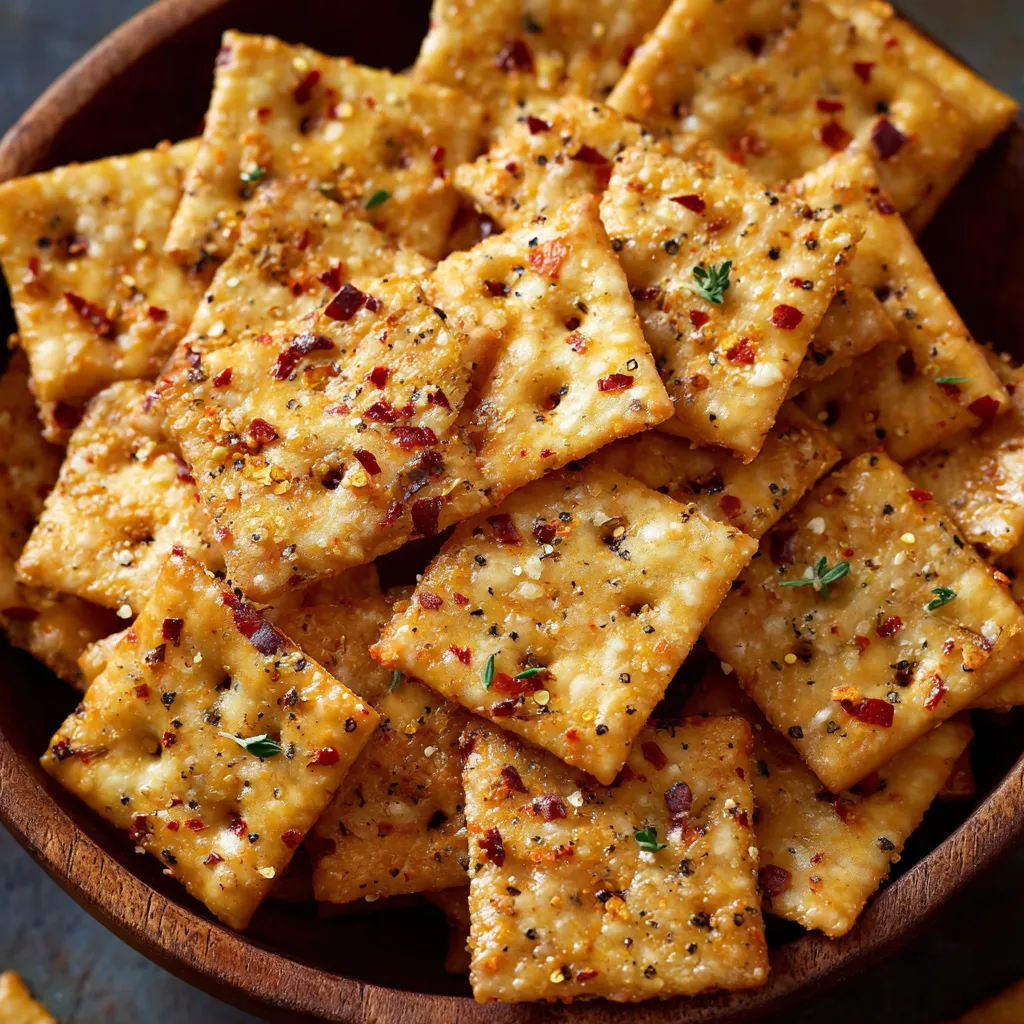 A bowl of cheese and pepper crackers.