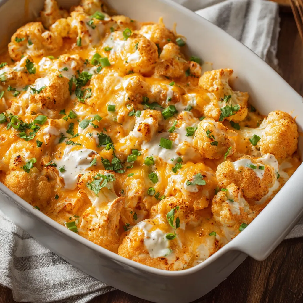 A bowl of food with cauliflower and cheese.