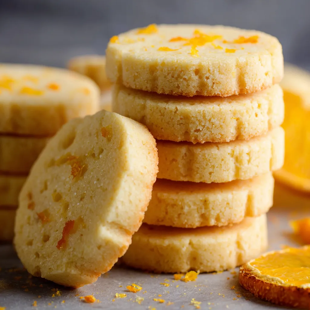 A stack of cookies with orange zest on top.