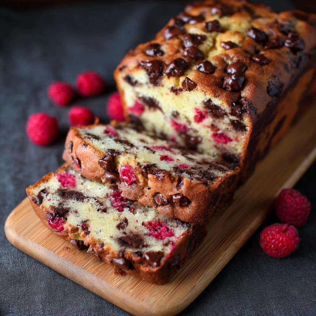 A slice of chocolate and raspberry bread.