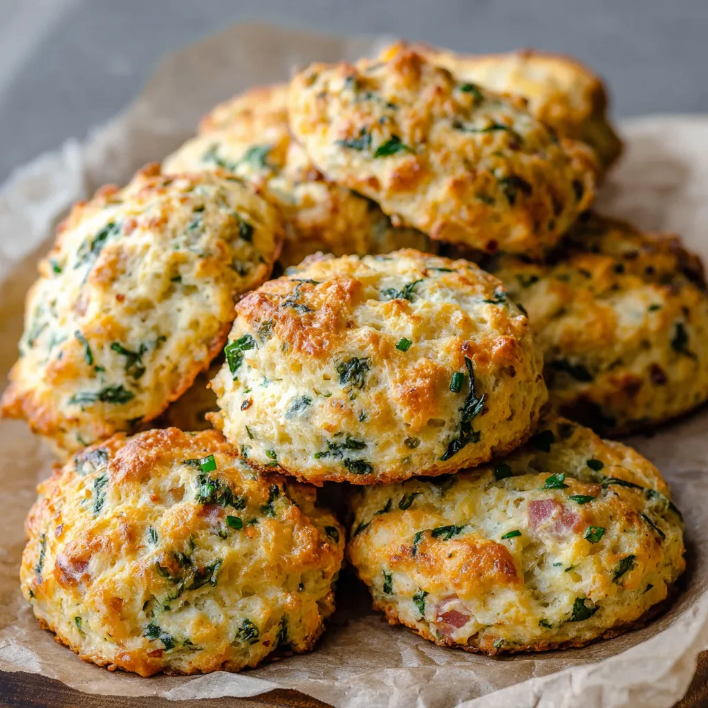 A stack of biscuits with green toppings.