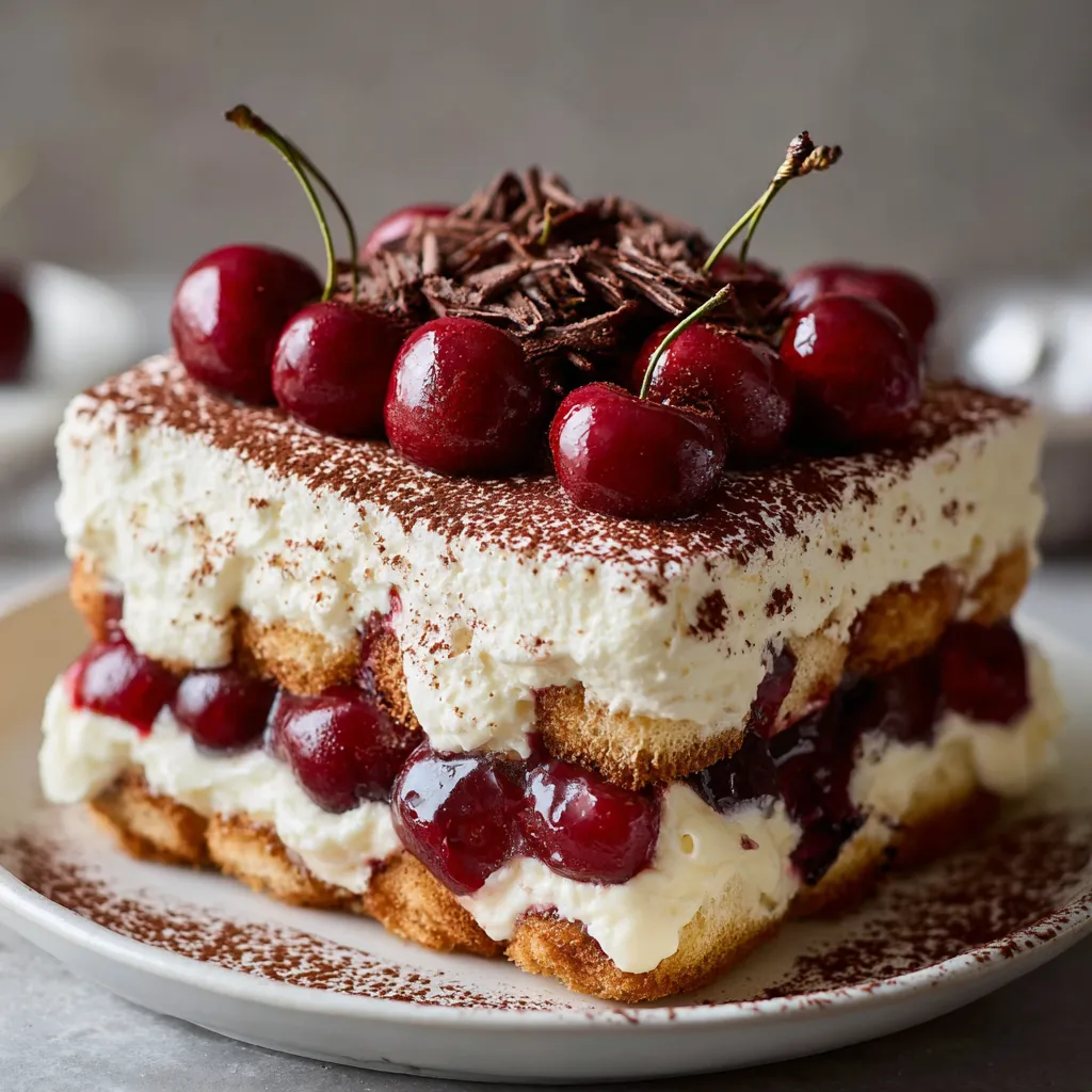 A cake with cherries on top.
