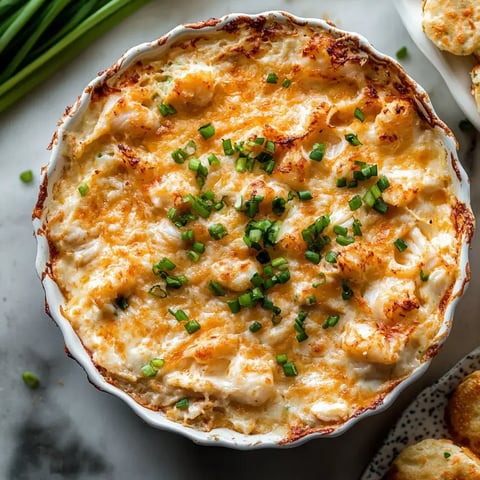 A baked dish topped with melted cheese and green onions, displayed in a white baking dish.