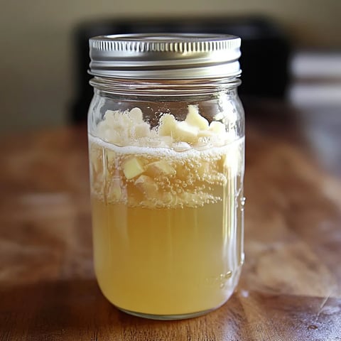 A jar of butter is sitting on a table.