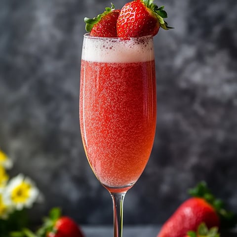A glass of red wine with strawberries on top.