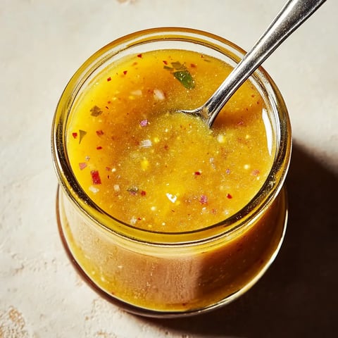 A glass of soup with a spoon in it.